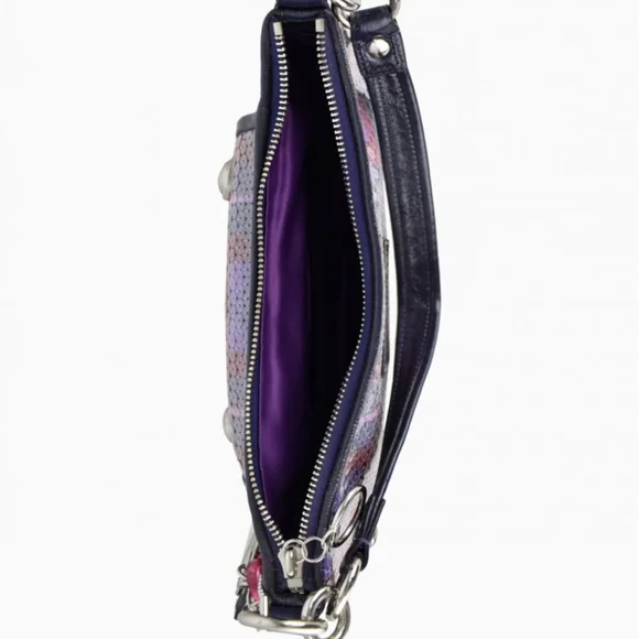 Coach Poppy Tartan Groovy Limited Ed Convertible Bag Y2K Purple+Red Sequins NWT - Picture 7 of 12